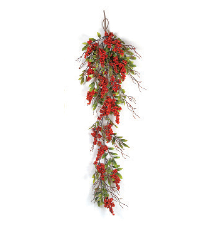 Red Hanging Berries Garnish 46 Inches